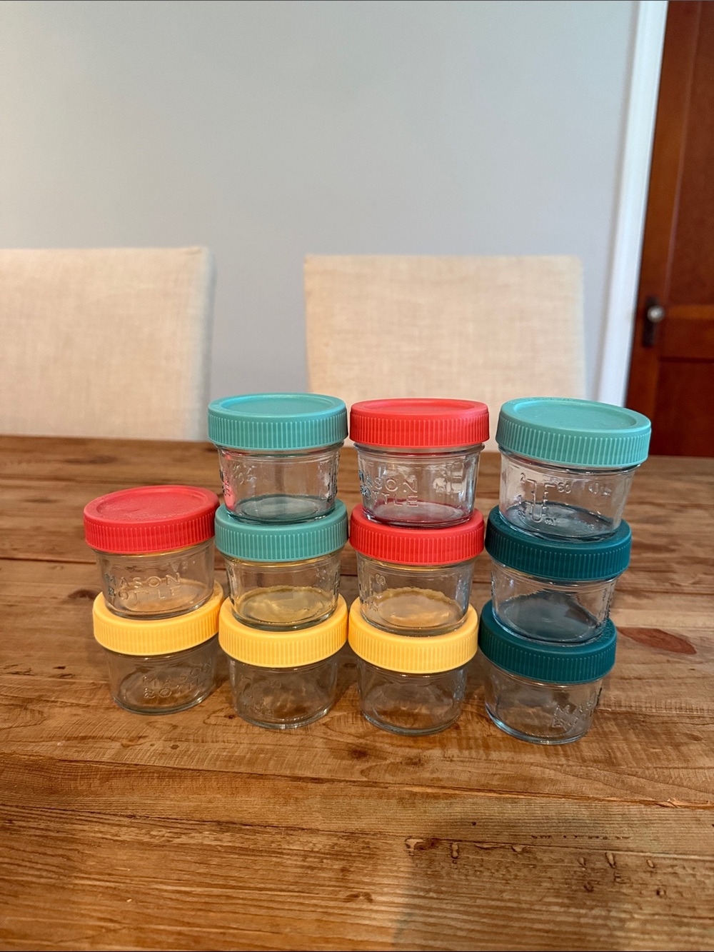 Multi-Color Glass Storage Jars with Lids - Set of 12